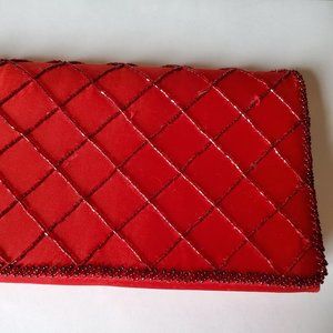 Vintage Red Beaded Walborg Purse with Chain